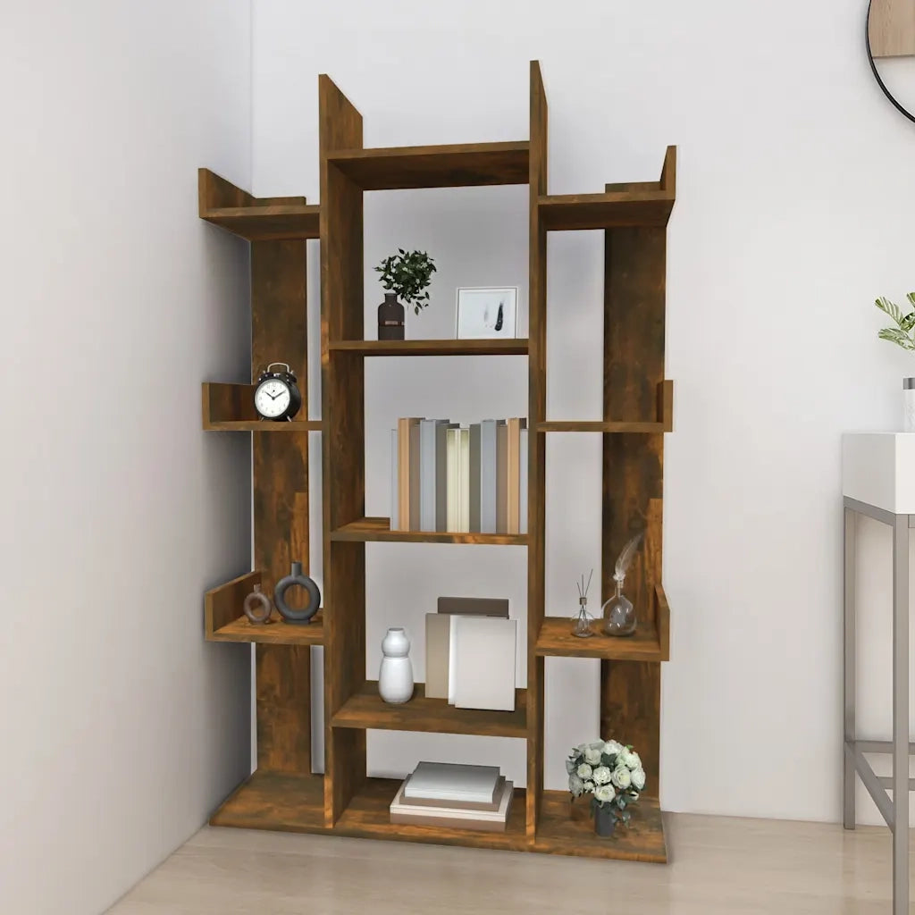 Libreria Rovere Fumo 86x25,5x140 cm in Legno Multistrato 816002