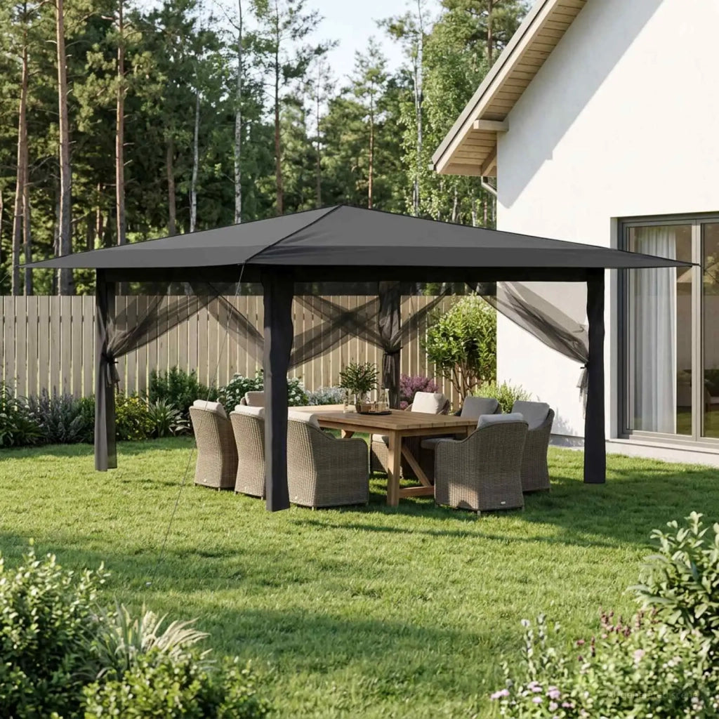 Gazebo con 4 Pareti Laterali 4 x 4 m Grigio chiaro e Antracite 42036822