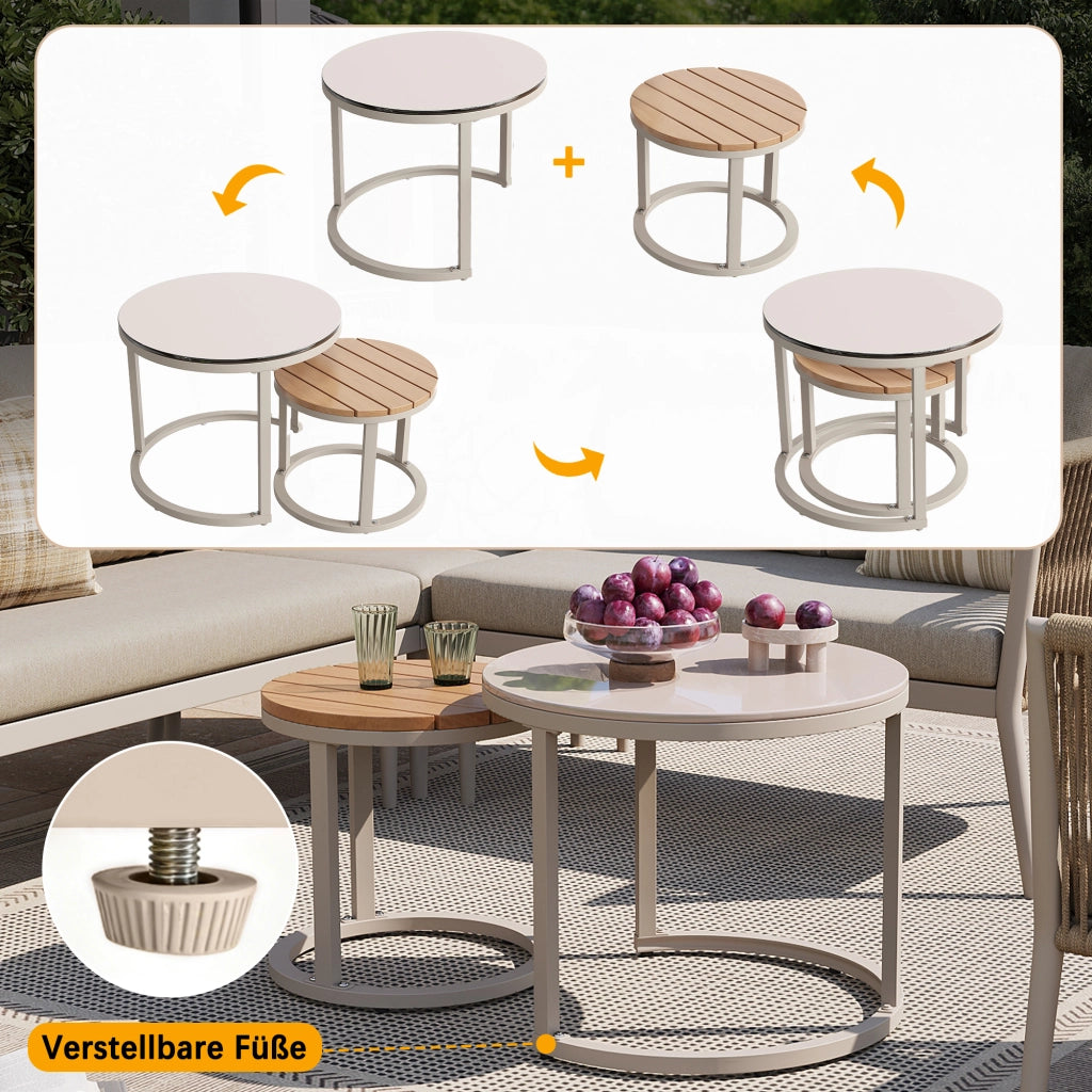 Set salotto giardino 5-6 persone 6 pezzi: corda sedute + Divanooo angolare modulare; cuscini; terrazzo/balcone; beige