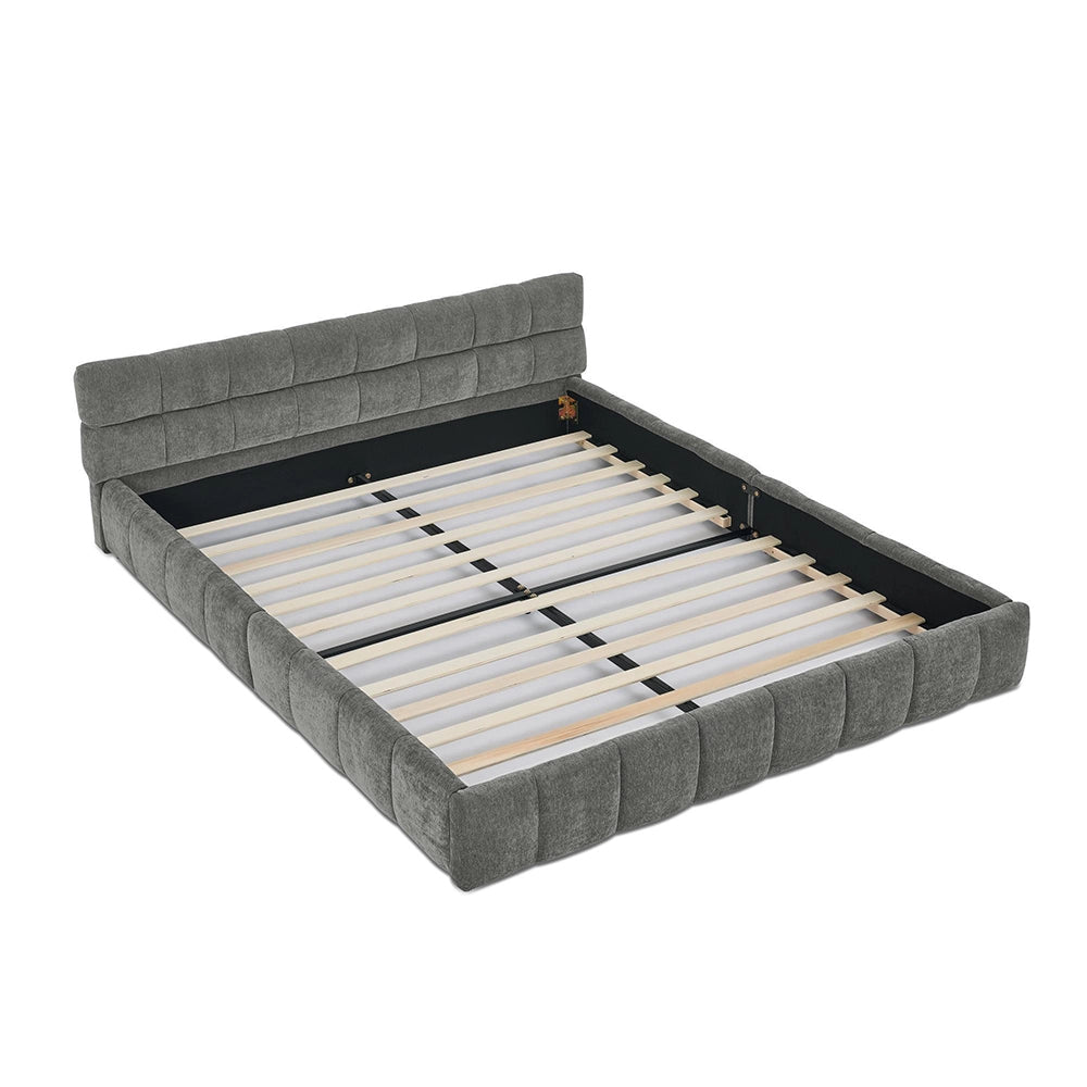 Letto 160x200cm?- Xylo - chenille quadretti grigio