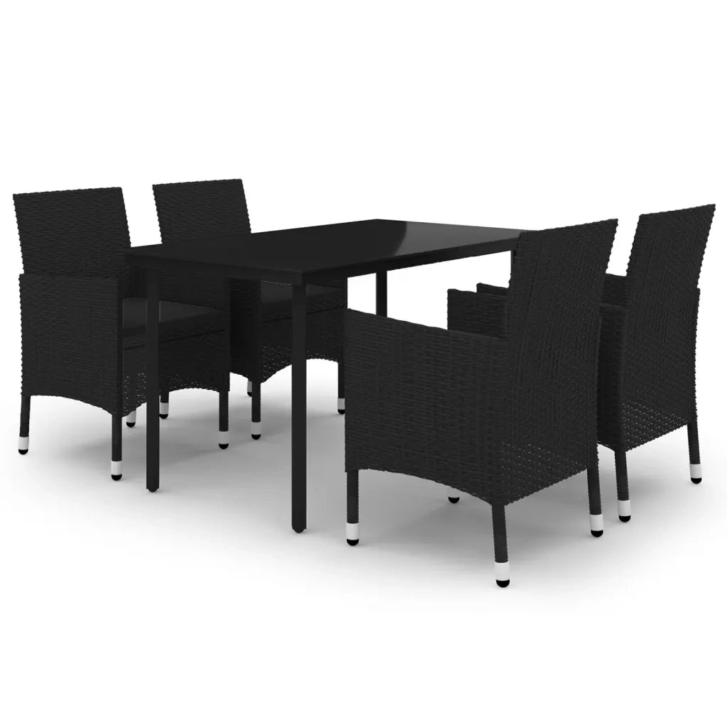 Set da Pranzo da Giardino 5 pz con Cuscini Polyrattan e Vetro cod mxl 38785