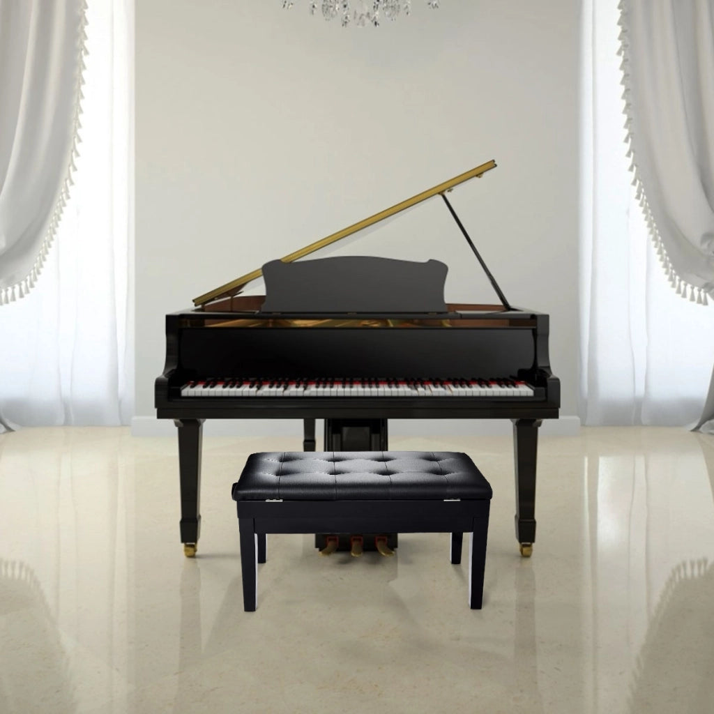 Panca per pianoforte imbottita regolabile in altezza Panchetta per pianoforte 74x34x48,5-56,5cm Nero-Tastiere elettriche