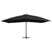 Ombrellone a Sbalzo con Palo in Legno-Ombrello da giardino 400x300 cm Nero