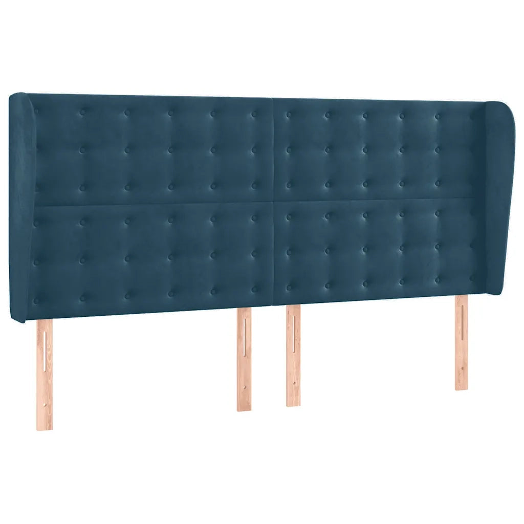 Testiera ad Orecchio Blu Scuro 183x23x118/128 cm in Velluto