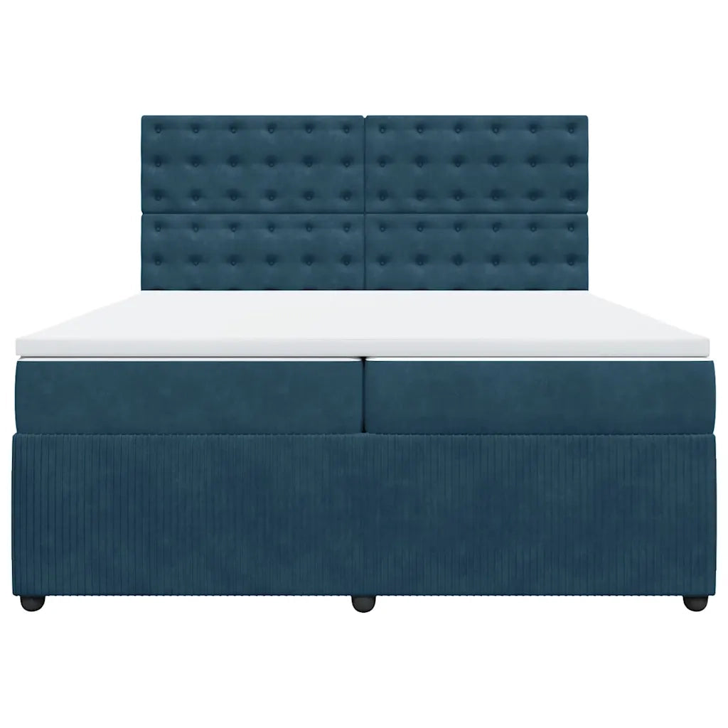 Giroletto a Molle con Materasso Blu Scuro 200x200 cm in Velluto