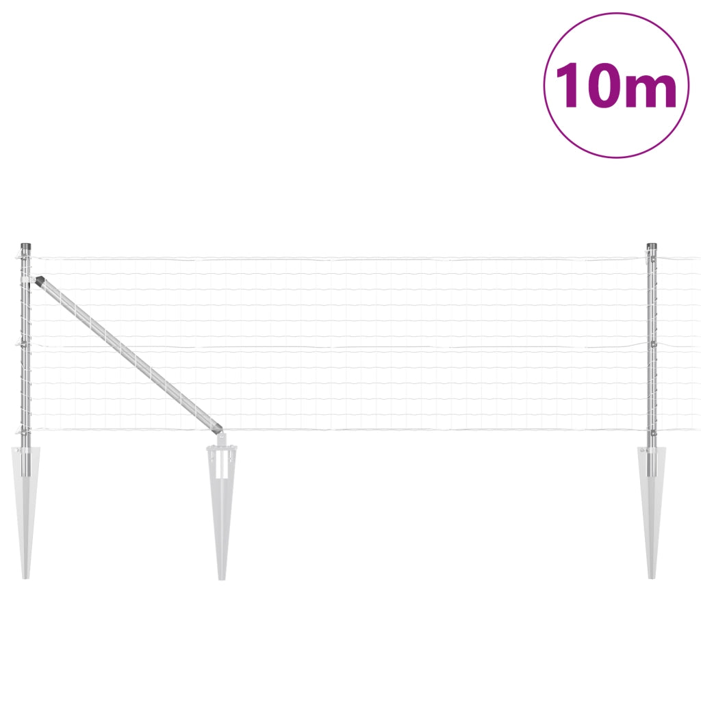 Recinzione Euro con 7 Picchetti 0.8x10 m Acciaio Zincato