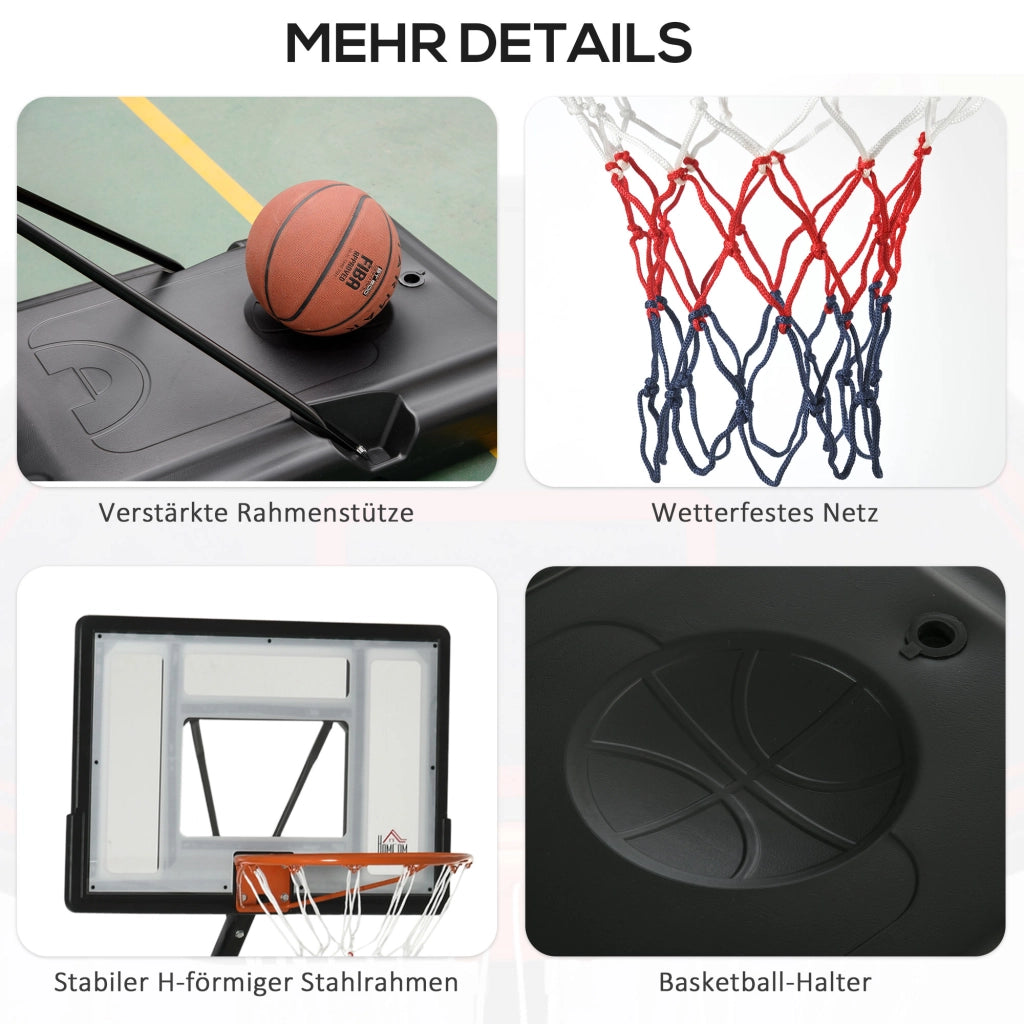 Supporto per canestro da basket con ruote regolabile ¨C Zephmum ¨C Nero 210-260 cm