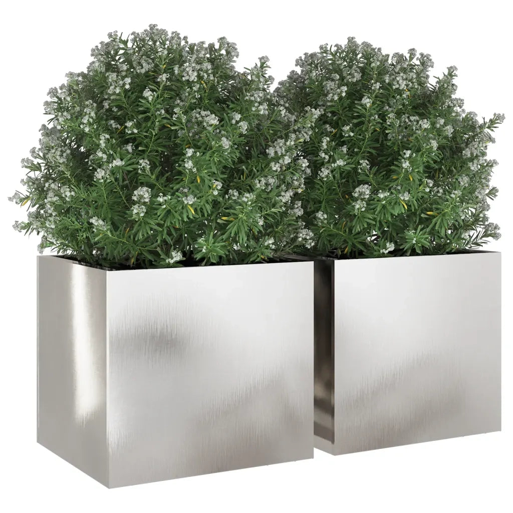 Fioriere 2 pz Argento 32x30x29 cm in Acciaio Inox 841544