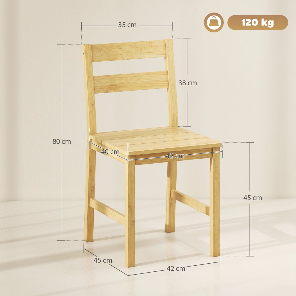 Set di 2 Sedie da Pranzo in Bamb¨´ ¨C Zephmum ¨C Naturale Senza Braccioli