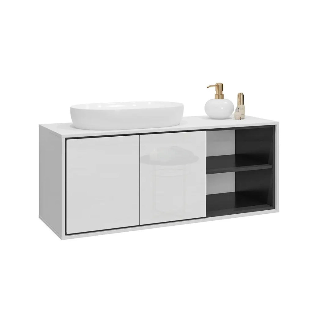 Mobile sottolavabo da bagno 120 cm GOBI colore bianco e nero