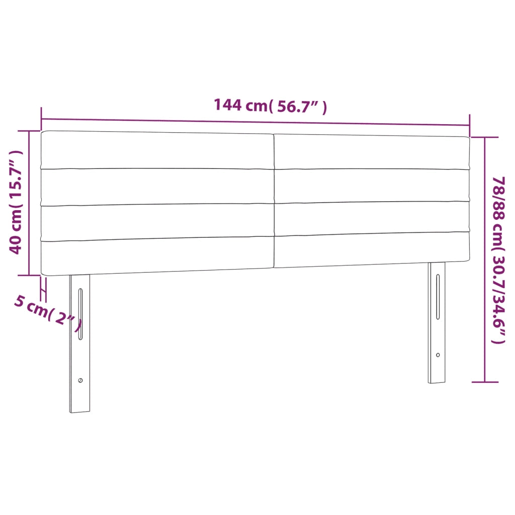 Testiera | Testata a LED Marrone Scuro 144x5x78/88 cm in Tessuto