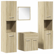 Set Mobili da Bagno | Armadio da bagno 4 pz Rovere Sonoma in Legno Multistrato