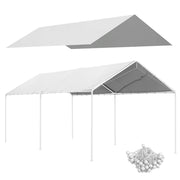 Copertura di Ricambio 6x3 m in PE Bianco Anti-UV per Carport Auto con Corde Elastiche