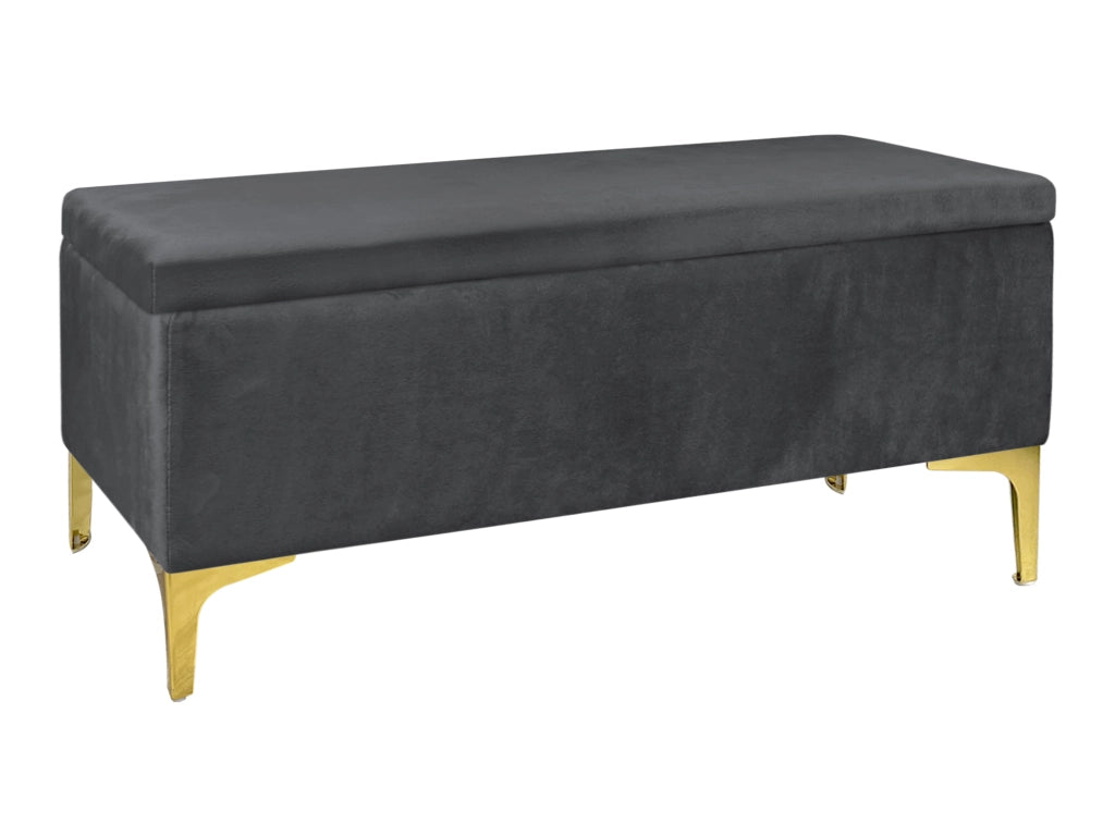 Pouf Panca Imbottita Divanetto In Velluto Contenitore PortaOggetti Panca Sgabello A Pie Di Letto Con Gambe In Metallo Dorato Cassapanca Ingresso Legno Massello Panchina  - Stone