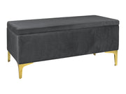 Pouf Panca Imbottita Divanetto In Velluto Contenitore PortaOggetti Panca Sgabello A Pie Di Letto Con Gambe In Metallo Dorato Cassapanca Ingresso Legno Massello Panchina  - Stone