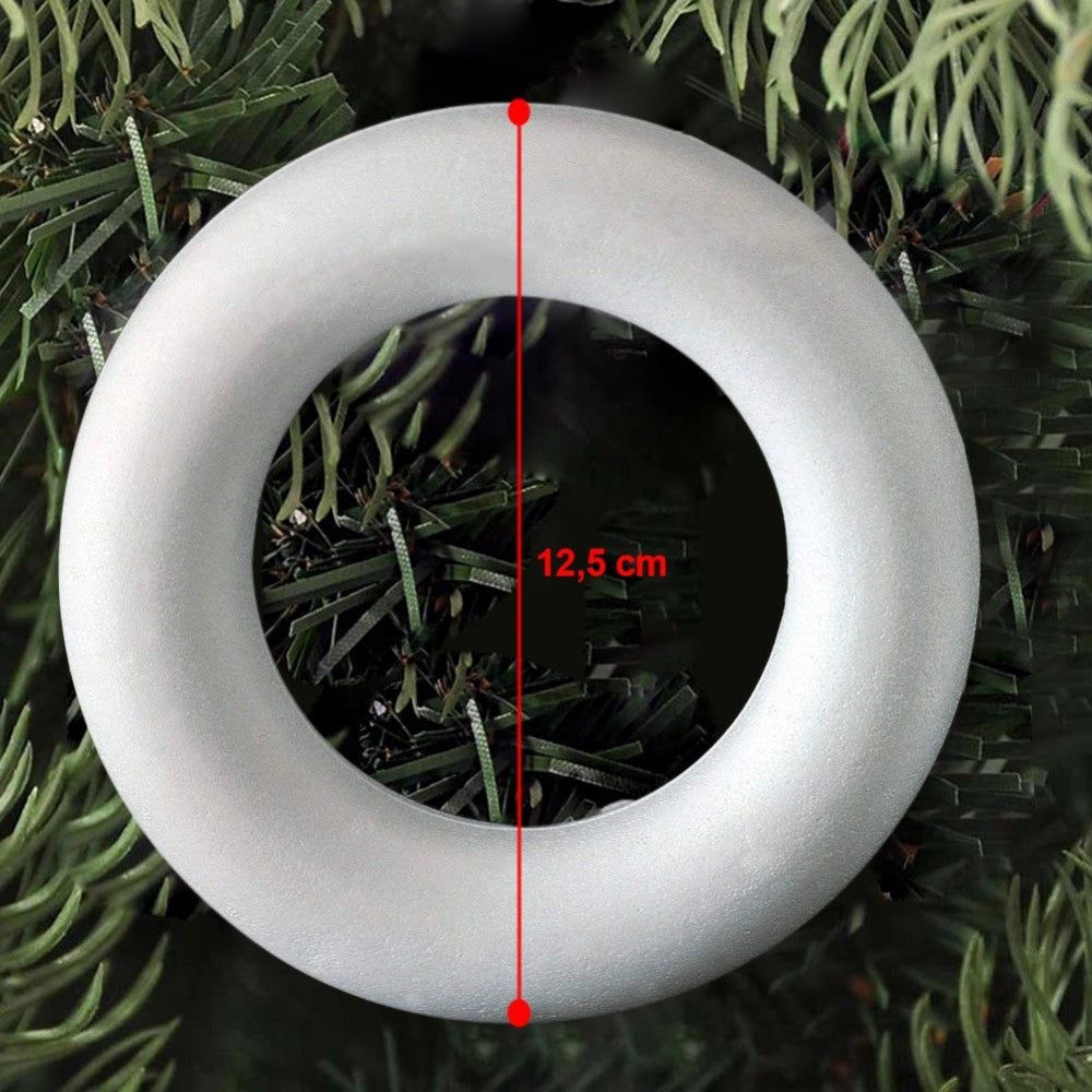 Trade Shop - 2 Anelli Cerchi Polistirolo 12,5cm Bianchi Decorazioni Natalizie Addobbi Natale -
