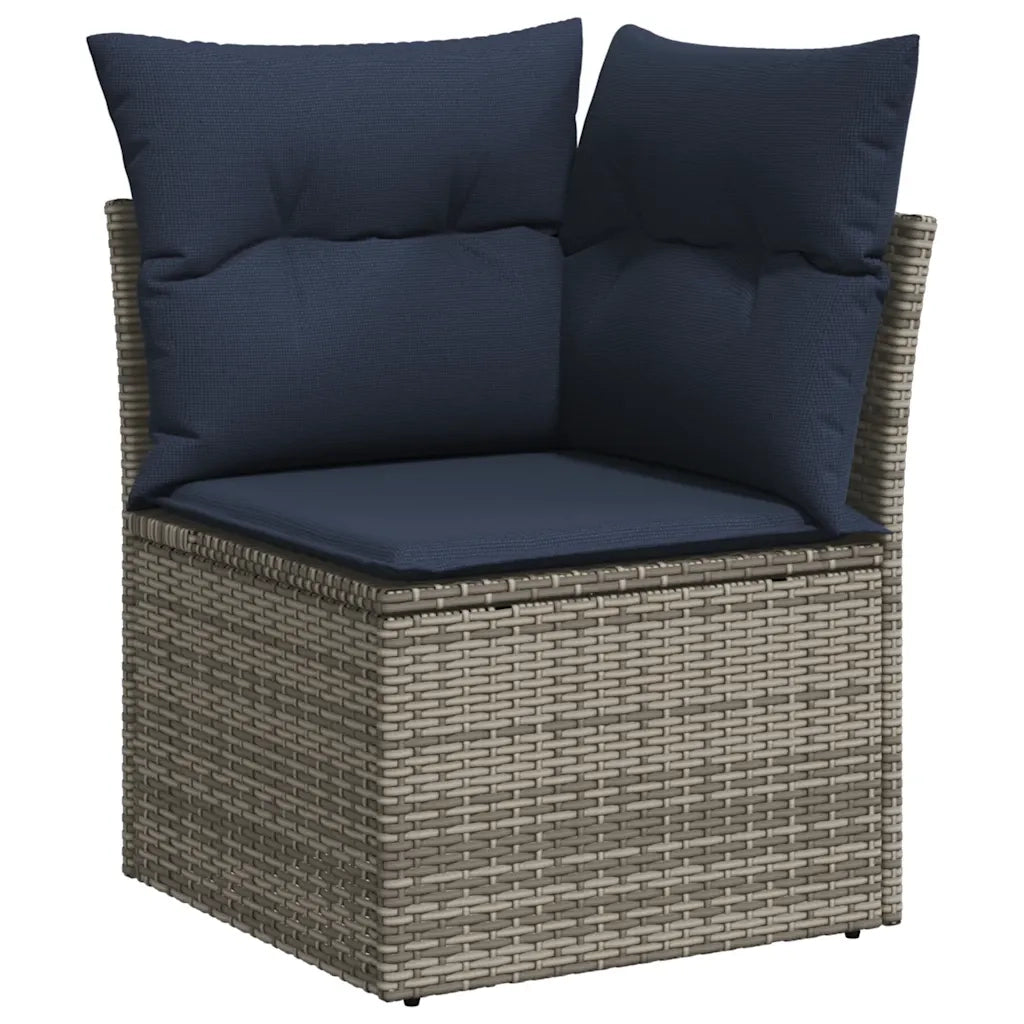 Set Divani da Giardino 14pz con Cuscini in Polyrattan Grigio