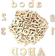 Set di Lettere e Numeri in Legno Non Lavorato per DIY - 124 Pezzi - Alfabeto e Numeri - Materiali per Decorazione e Hobby