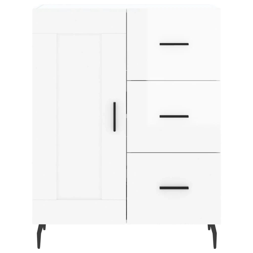 Buffet credenza cassettiera mobiletto mobile contenitore organizer per cucina soggiorno finitura lucida 69,5 x 34 x 90 cm legno ingegnerizzato bianco 02_0030724