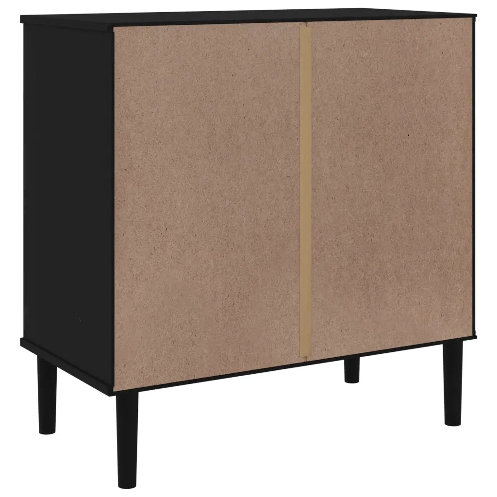Cassettiera SENJA Aspetto Rattan Nera 80x40x80 cm in Legno Pino 358024