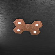 HEXAGON APPLIQUE-PLAFONIERA 4 LUCI + 1 DECORATIVO FOGLIA RAME 1142-4L1D-FR