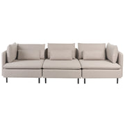 Divano componibile a 3 posti in tessuto tre elementi angolari beige stile moderno