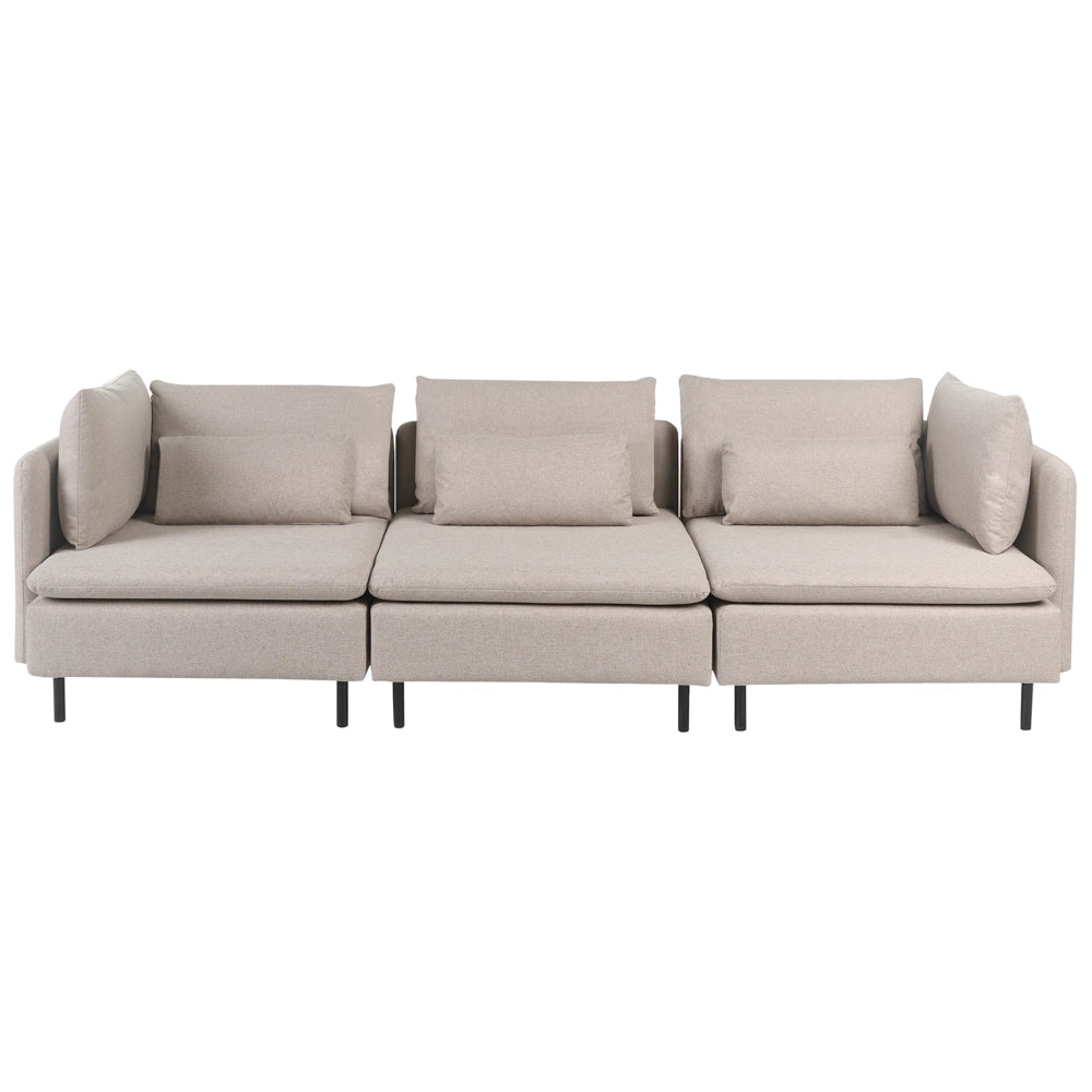 Divano componibile a 3 posti in tessuto tre elementi angolari beige stile moderno