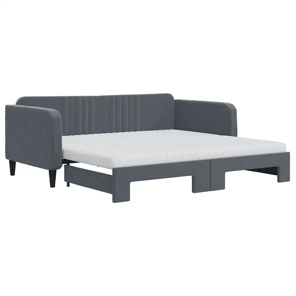Divano Letto Estraibile Materassi Grigio Scuro 90x190cm Velluto 3197101