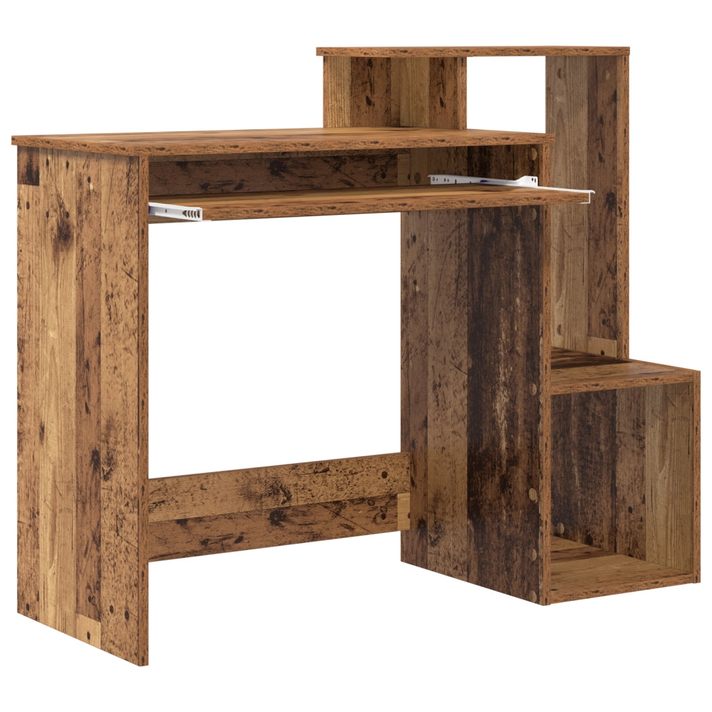 Scrivania Marrone per Computer Legno Vecchio Legno Ingegnerizzato