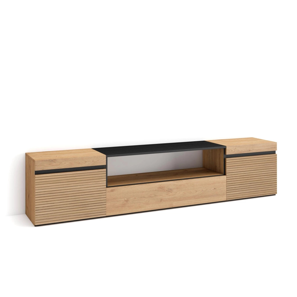 Mobile TV Soggiorno, 200x35x45cm, Per TV fino a 80", Mobile Soggiorno, colore Rovere RF3312