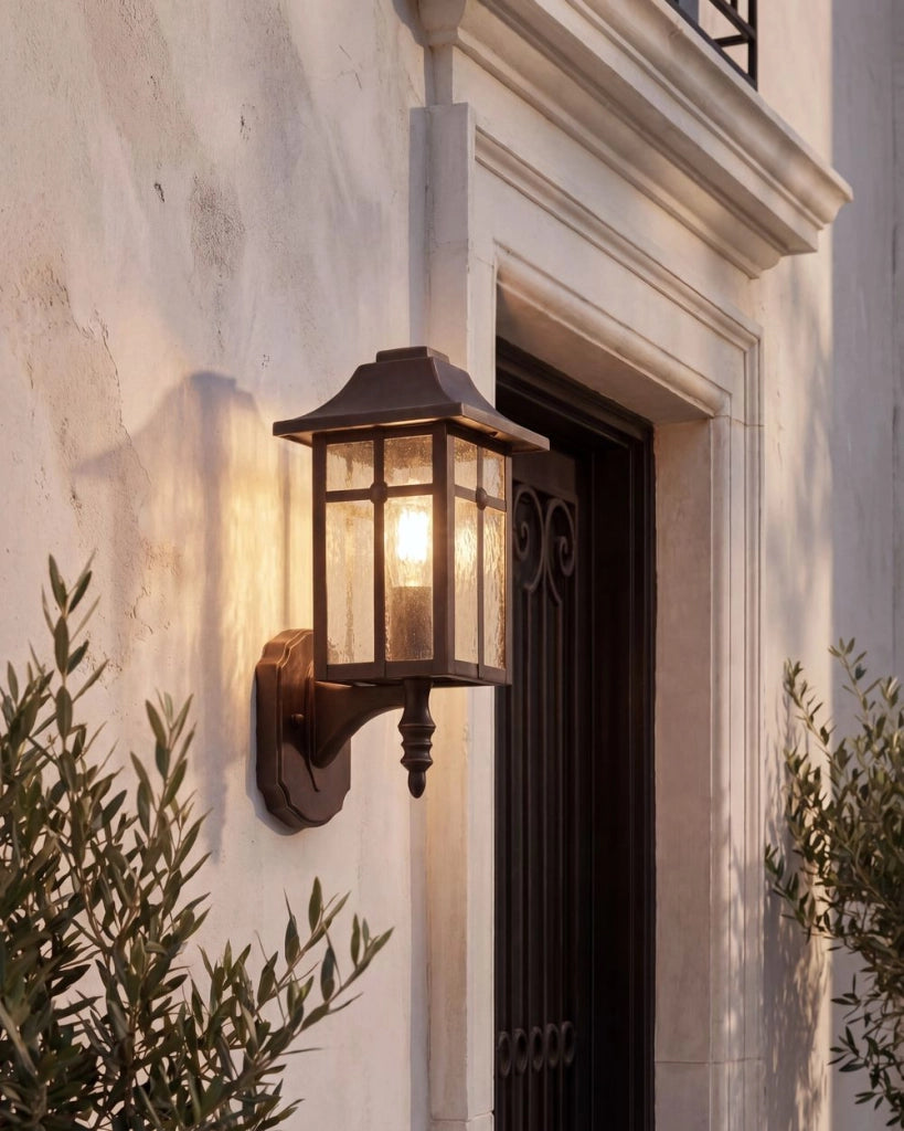 Lampada da parete per esterni Lampada da parete nera in metallo ferro vetro opaco Design moderno Giardino del patio