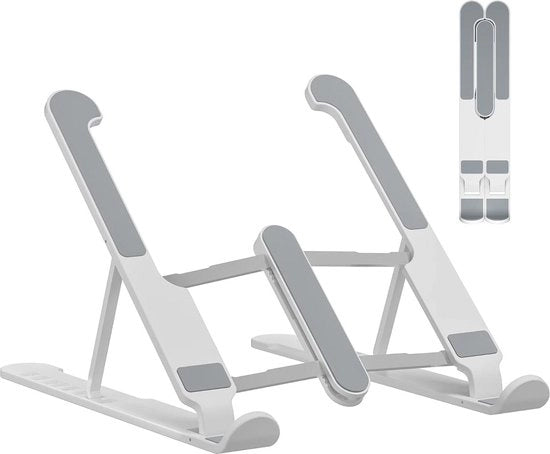 Regolatore di Altezza Portatile per Tablet da 10 a 156 Pollici - Regolabile in Altezza - 8 Livelli - Raffreddamento Ventilato - Supporto per Laptop da Scrivania - Sostiene fino a 8 kg