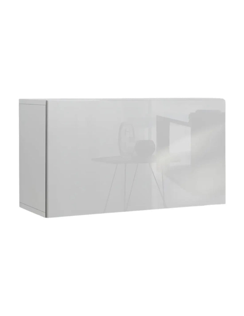Set di mobili da soggiorno bianchi sospesi collezione CEPTO XVI 249cm, 8 pezzi, modulari.