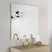 Rizzardi, Specchio kit Fissaggio a Muro Incluso, 76.5x76.5h cm Beige
