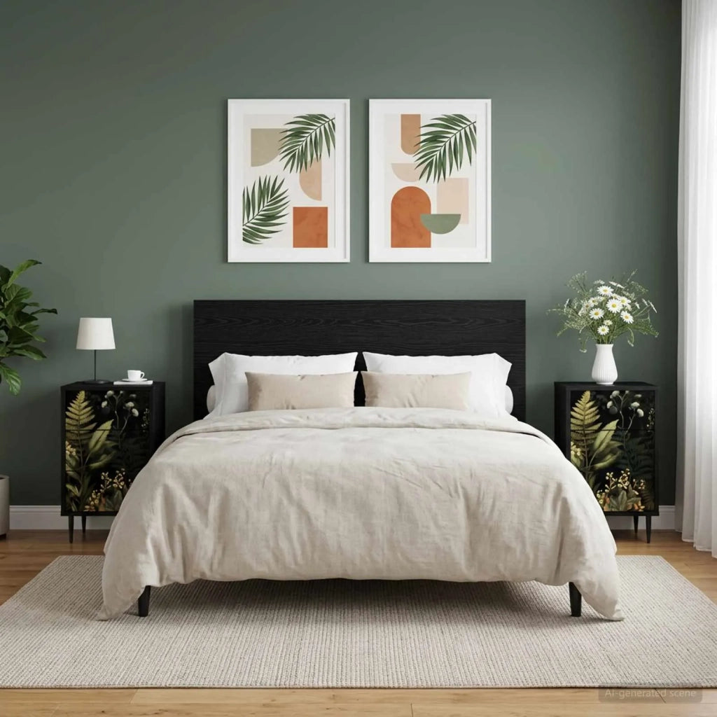 Armadio da Notte RHENEN 2 pz Rovere Nero 36 x 33 x 61 cm 8007310