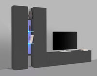 Parete Attrezzata Soggiorno 280x30x180 cm Maruska n°10 Grigio Antracite Opaco