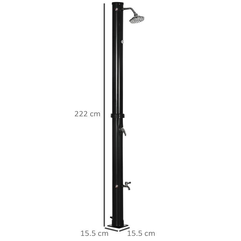 DOCCIA SOLARE DA 20L CON RUBINETTO INFERIORE E TEMPERATURA REGOLABILE IN LEGA DI ZINCO 15.5X15.5X222 CM NERO