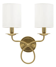Lampada da Muro Zagabria 35,5x17x43 cm in Ferro e Tessuto Oro e Bianco