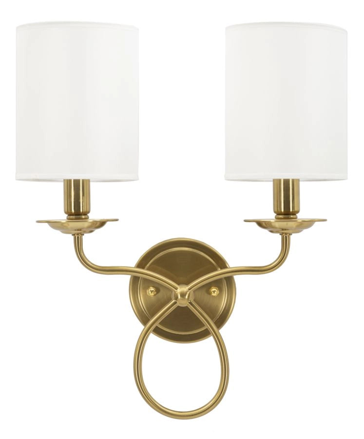 Lampada da Muro Zagabria 35,5x17x43 cm in Ferro e Tessuto Oro e Bianco