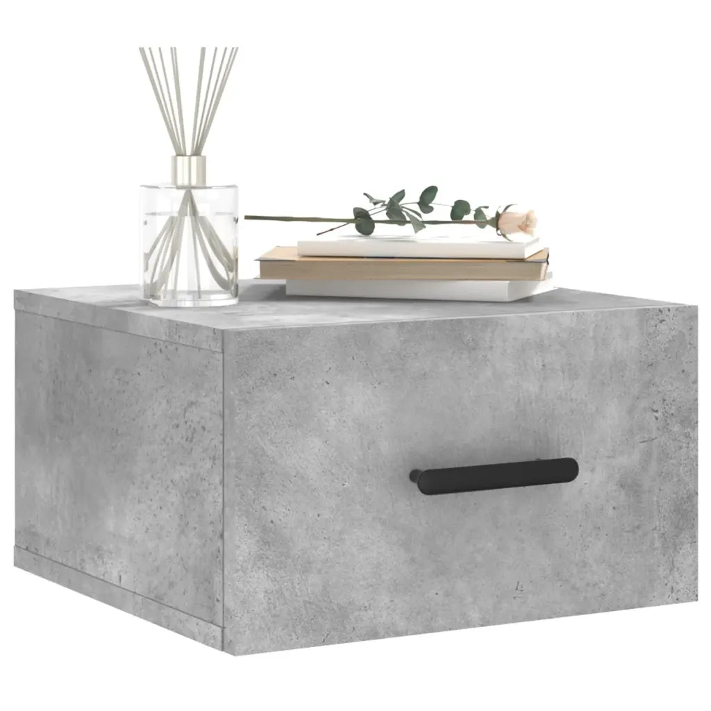 Comodino a Muro-Tavolino da notte sospeso Grigio Cemento 35x35x20 cm 750277