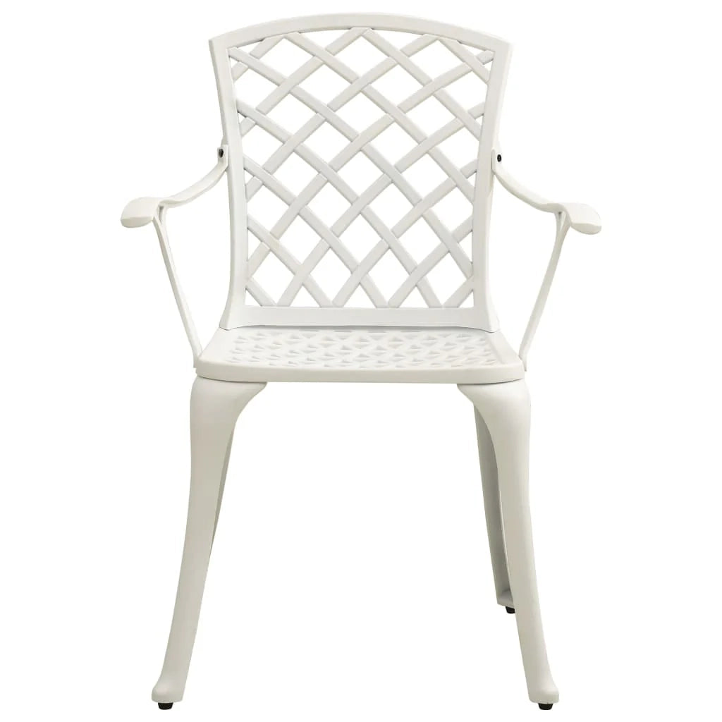 Set da bistrot da giardino composto da 5 pezzi in alluminio pressofuso bianco per esterni ideale per patio e giardino. Codice articolo: 02_0013530.
