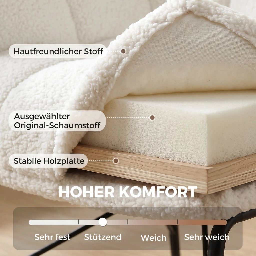 Poltrona Moderna in Sherpa ¨C Zephmum ¨C Crema con Gambe in Metallo