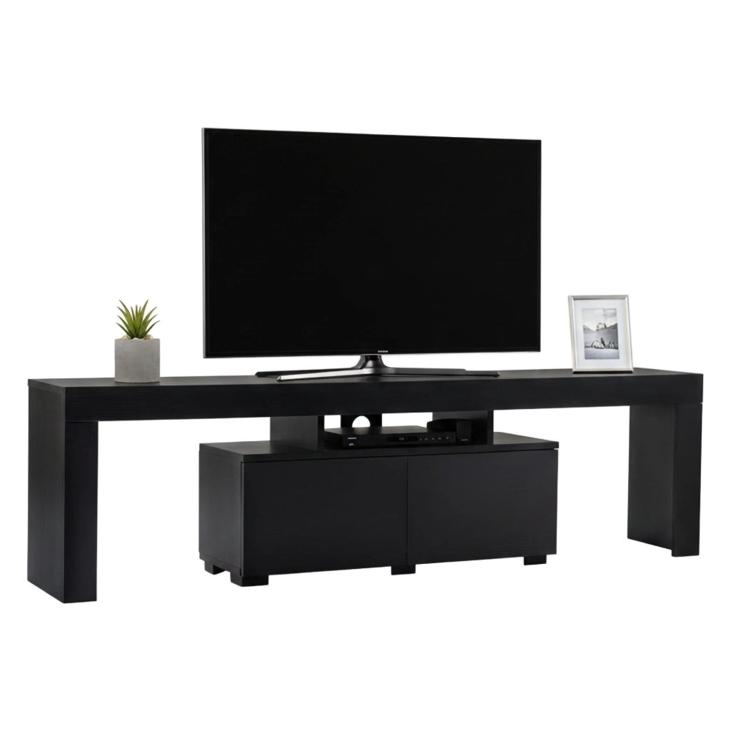 Mobile porta TV Andarna, Credenza da soggiorno, Armadio basso per TV, Base parete attrezzata, 180x31 h50 cm, Nero