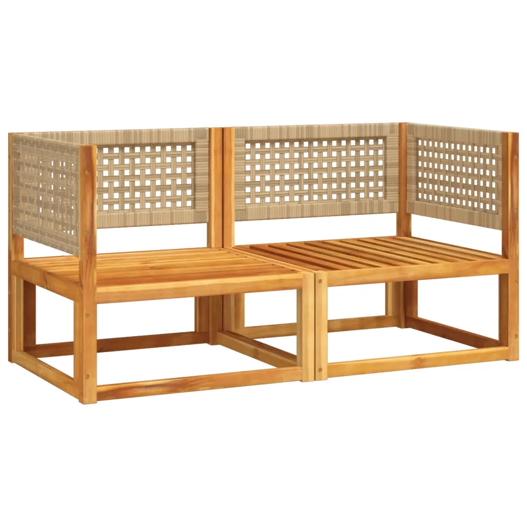 vidaXL Divani da Giardino Angolari con Cuscini 2 pz in Legno di Acacia e Rattan