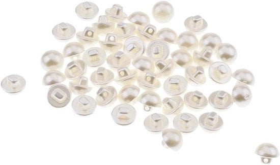 50 pezzi di chiodi in plastica con 2 fori e perle false - 10mm - per cucire e artigianato di abbigliamento.