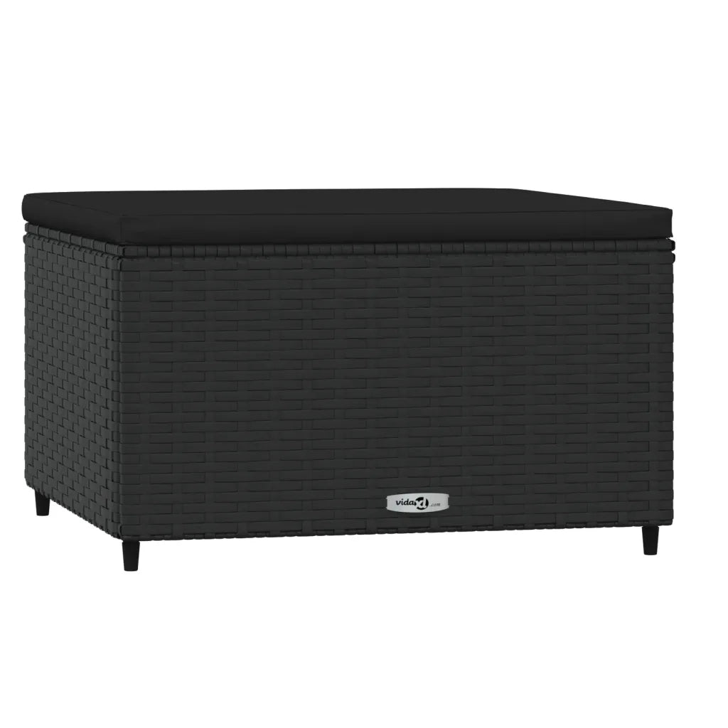 Poggiapiedi da Giardino con Cuscino in Polyrattan Nero CFW2982969