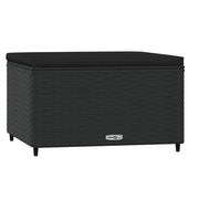 Poggiapiedi da Giardino con Cuscino in Polyrattan Nero CFW2982969