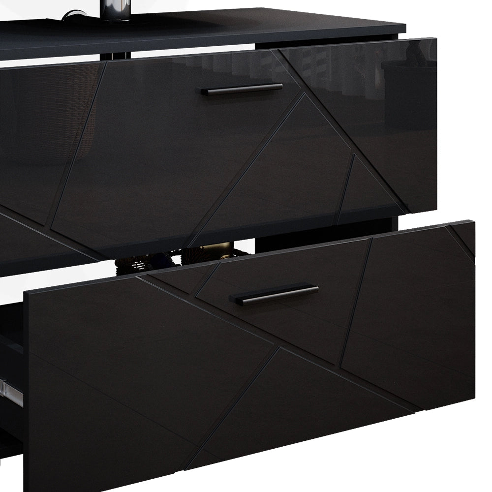 Vicco Set mobili bagno Antracite lucido 4 parti, con cassettiera e colonna