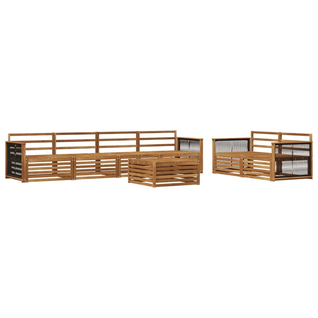 Set di divani da esterno 7 pz Naturale Legno di Acacia Massello 3383052