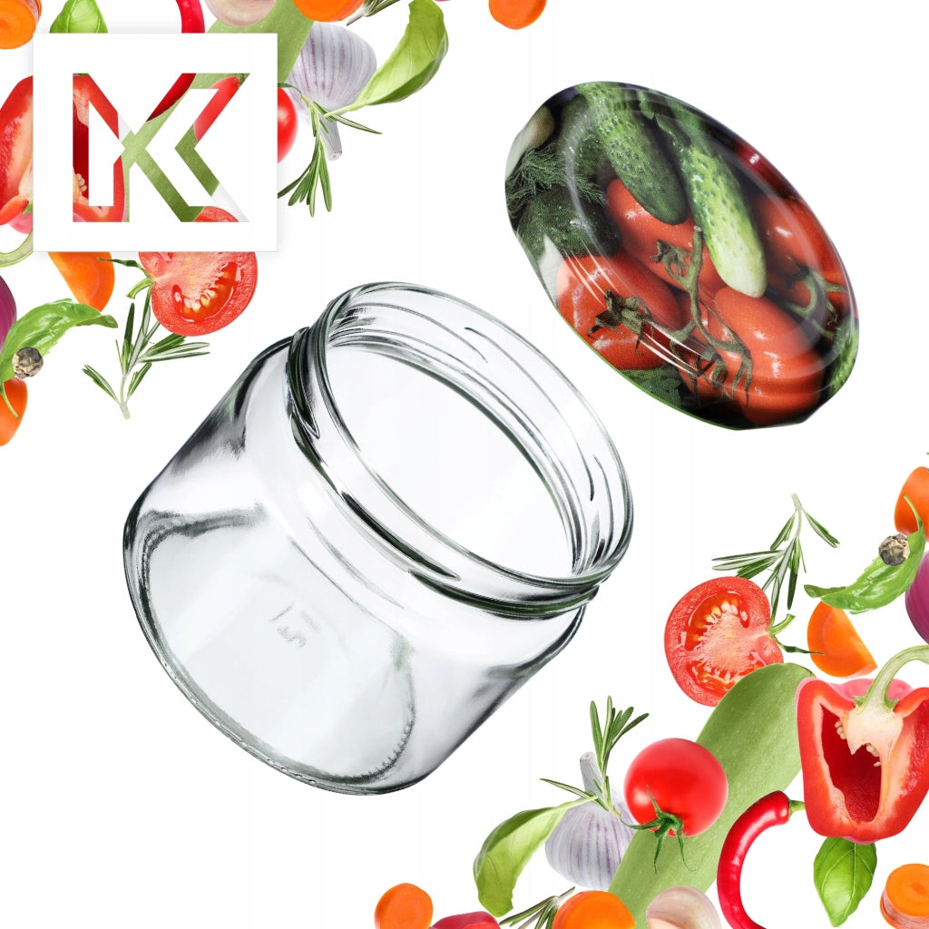 KADAX Sonka barattoli per conserve 330ml 10 pezzi 82mm + coperchi "Verdure"